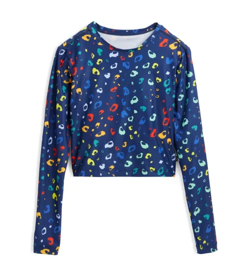 TomboyX Swim Sun Shield Crop Top - Poppin' Bubbles Best