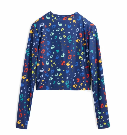TomboyX Swim Sun Shield Crop Top - Poppin' Bubbles Best