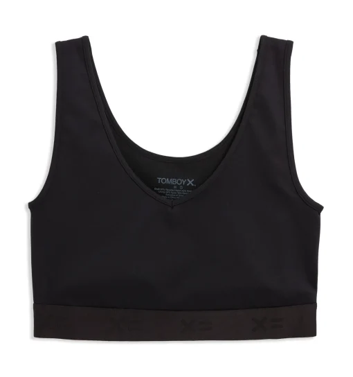 TomboyX V Neck Compression Top - Black Best